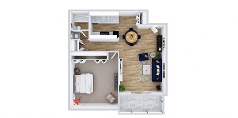 Floor plan for 1 bed, 1 bath, 620 sqft